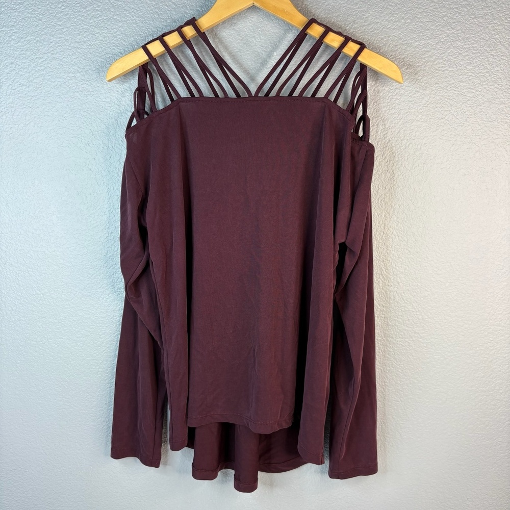 Buckle Black - Maroon Exposed Shoulder Strappy Top